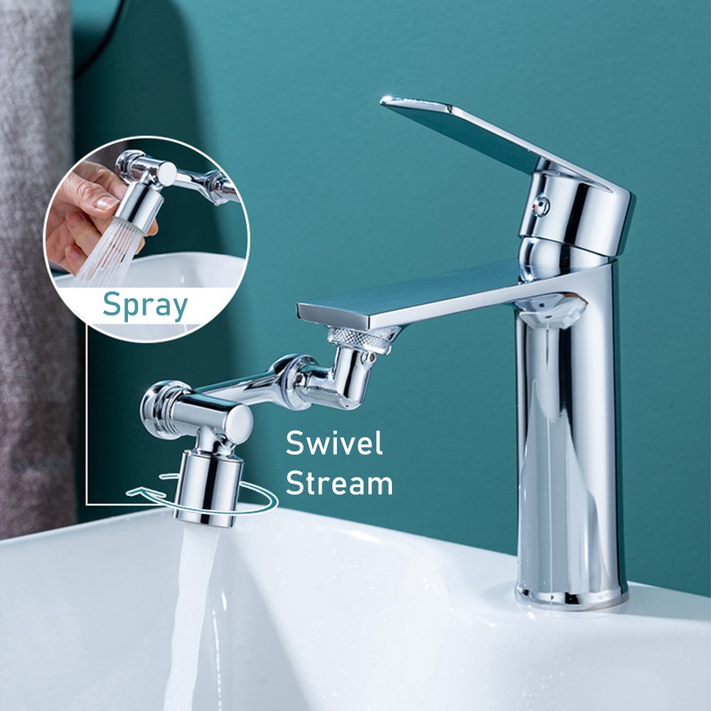 1080°Swivel Faucet Extender With 2 Spray Modes Sink Rotating Faucet