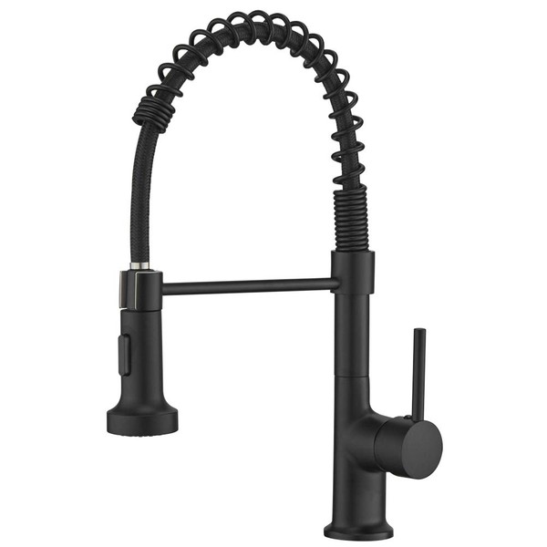 GIMILI Black Kitchen Faucets with Pull Down Sprayer, Single Handle Spring Kitchen Faucet, Commercial Modern rv Faucet for Kitchen Sink, Matte Black