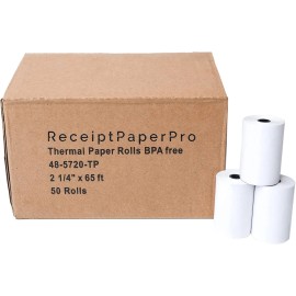 ReceiptPaperPro 50 Rolls White Receipt Paper 65Ft Bpa Free Compatible With Ingenico Verifone Pax