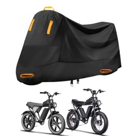 YIBEICO E-Bike Cover Waterproof Outdoor Storage for Ridstar Q20, Cover Rain Sun Dust Wind Proof with Storage Bag for Ridstar Q20(420D Black+Orange, XL Size) ﻿