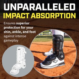 3N2 Batters Pro Clutch Leg Guard for Baseball or Fastpitch Softball, Fully Adjustable Shin, Ankle and Foot Protection, Quick-Release Buckles - Ambidextrous - White