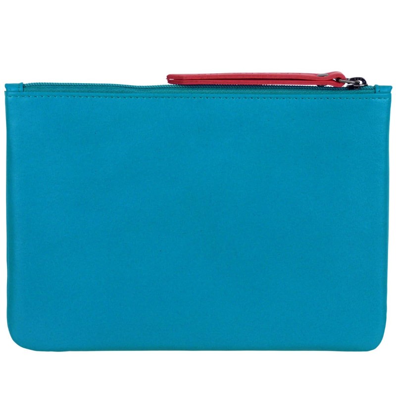 Prime Hide Ladies Leather Zipped Pouch - Sky Blue