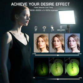 2-Pack LED Video Light Kit, NiceVeedi Studio Light, 2800-6500K Dimmable Photography Lighting Kit with Tripod Stand&Phone Holder, 73" Stream Light for Video Recording, Game Streaming, YouTube