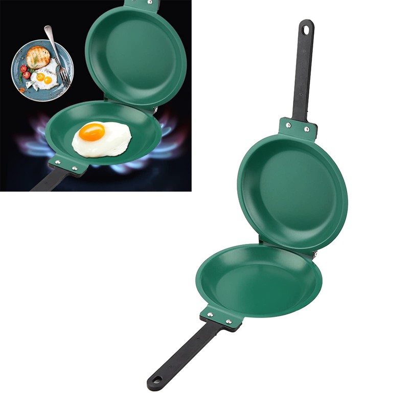Double Sided Frying Pan, Green Non-stick Ceramic Coating Flip Frying