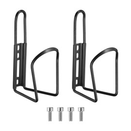 HARFINGTON 2pcs Bicycle Water Bottle Cage 5.7" Lightweight Aluminum Basic Bike Universal Water Bottle Holder Mount with Screws for MTB Mountain Road Gravel, Black