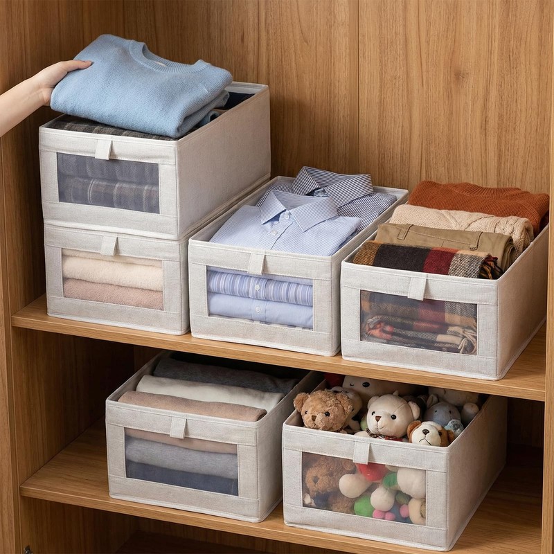 6 Pack Closet Storage Bins, 15.9 x 11 x 6.7