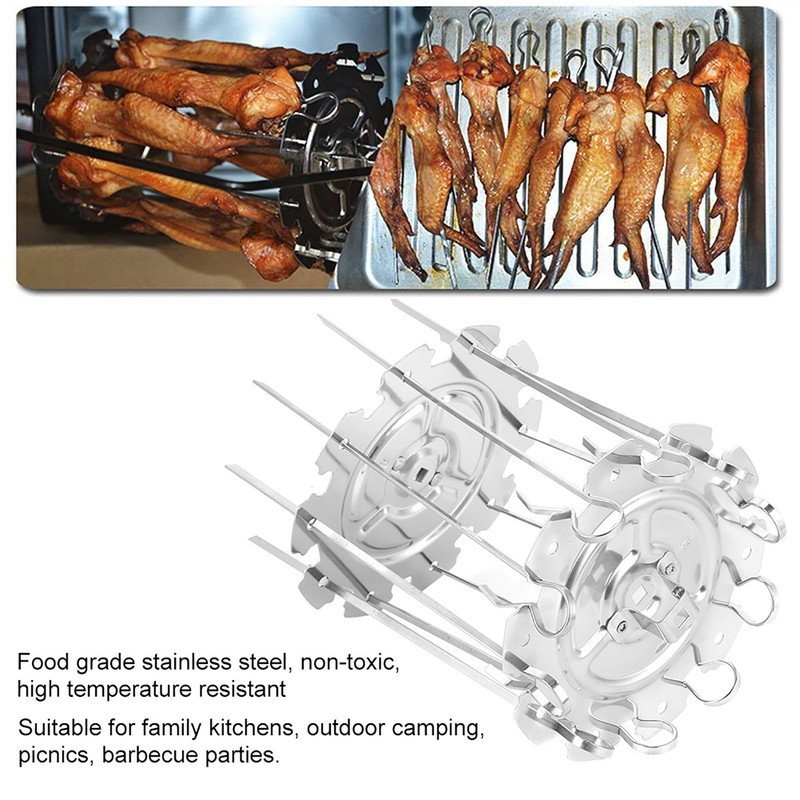 Stainless Steel Roaster Electric Oven Barbecue Skewers Needle Cage Set