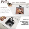 Friho Drop in Black Bar Sink, 15x15 Inch Stainless Steel