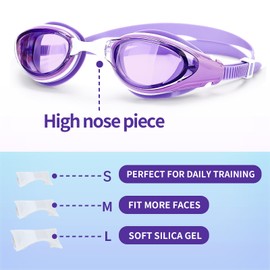 Nearsighted Swim Goggles, Anti-Fog, Dual Strap, Auto Buckle, Short Sighted Swimming Goggles for Men Women Adult Junior