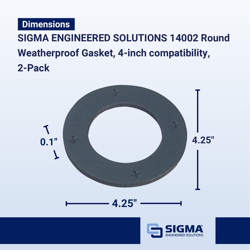 SIGMA ENGINEERED SOLUTIONS 14002 Round Weatherproof Gasket, 4-inch compatibility, Black,