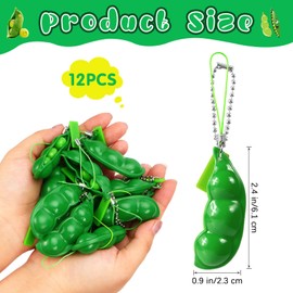 VICROIC 12 PCS Green Squeeze Bean Keychain, Edamame Pea Keychain Fidget Toys, Soybeans Fidget Toys Gifts for Kids Adults Stress Relief, Keyring, Decoration, Party Favors Supplies