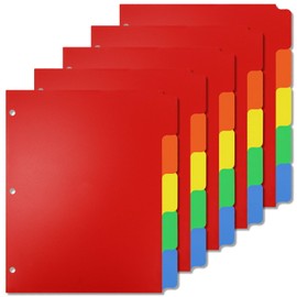 Koqye A4 5 Tab Plastic Dividers with 3 Holes, 3 Ring Binder Dividers with 5 Color Tabs for Notebooks and 3 Ring Binders (5 Set, 25 Dividers)