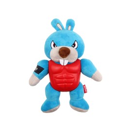 GiGwi I'm Hero TPR Armor Rabbit Plush Dog Toy with Squeaker for Tough Chewers, Blue