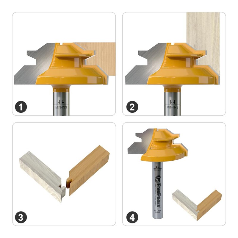 FivePears 45 Degree Lock Miter Router Bit 1/4 Inch shank,Timberlock