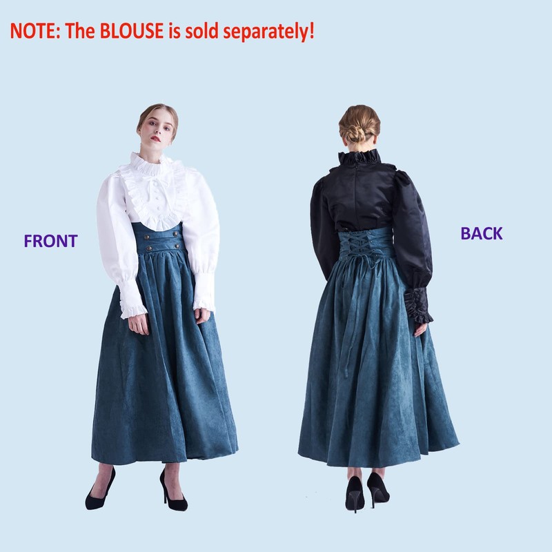BLESSUME Gothic Lolita Steampunk High Waist Walking Skirt - Green,