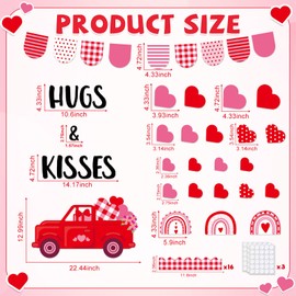 ZOIIWA Valentine's Day Truck Bulletin Board Decorations Valentines Day Classroom Bulletin Board Border Sweet Red Pink Heart Cutouts for Valentines February Party Supplies School Home Office Wall Decor