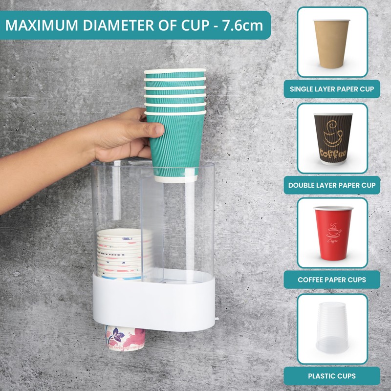 Belle Vous Wall-Mounted Double Tube Cup Dispenser - Pull Type
