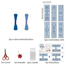 FREEBLOSS 6 Set Cross Stitch Bookmark Stamped Cross Stitch Kit with Cartoon Forest Animal Patterns Embroidery Kit with Instruction DIY Bookmark Kit for Gift Adults 6 * 20CM