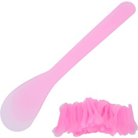 100 uds. Espátula Cosmética, Cuchara de Plástico Facial para el Cuidado de la Piel Facial, Espátulas, Máscara Facial, Espátula, Máscara Cosmética, Máscara de Aplicación de (Rosa)
