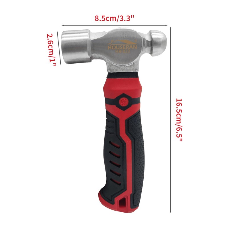 HOUSERAN Ball Peen Hammer, 13oz Small Ball Peen Hammer, Stubby