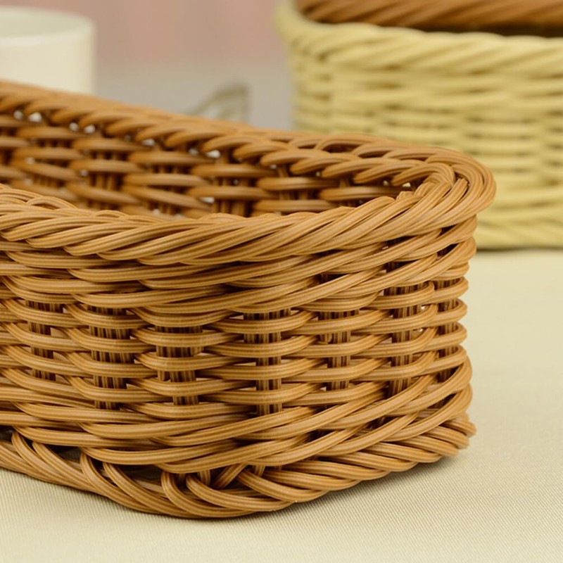 DOITOOL Woven Flatware Basket, Wicker Cutlery Basket, Imitation Rattan Chopsticks