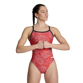 ARENA Women's Hydrangea Bouquet Challenge Back-Chlorine Resistant Swimwear for Competition, Race Training