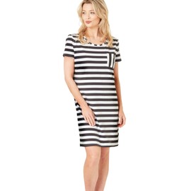 Indigo Sky Womens Jayne Pack of 2 Short Sleeved Nightshirts, Navy Stripe, 10-12