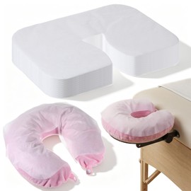 100 PCS Disposable Face Cradle Covers for Massage Tables and Chairs Soft Massage Headrest Covers Non-Sticking Massage Face Cradle Cover for Beauty Spa Salon Bed 13.7x11 inch White