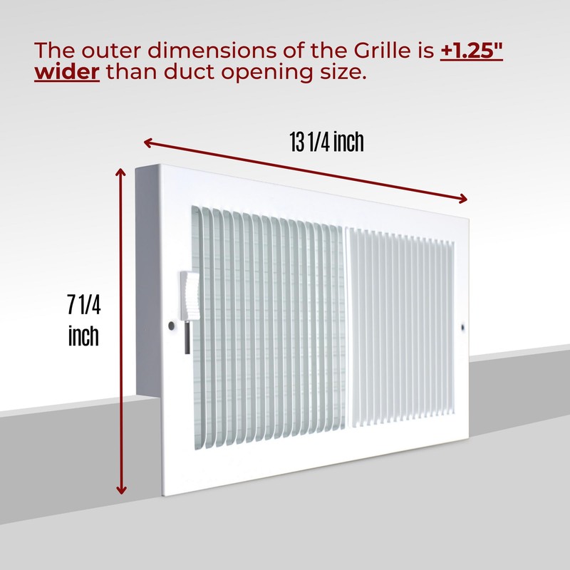 Fits 12x6 Duct Opening | Steel Baseboard Air Supply Grille