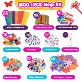 Craft Kits for Kids, 1800PCS+ Girls Birthday Presents Toys for 3-12 Year Olds Girls 3-9 Year Old Girl Gifts Arts and Crafts for Kids Gifts for 3-9 Year Olds Girls Presents for 3-9 Year Old Girls