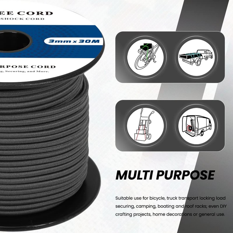 Abma Cord Bungee Cord 100% Stretch 3mm 30M Elastic Shock
