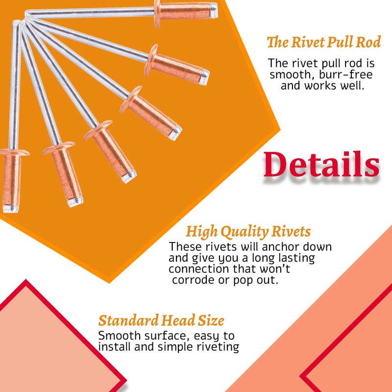 Hilitchi Dome Head Red Copper Blind Rivets Self-Plugging Open End