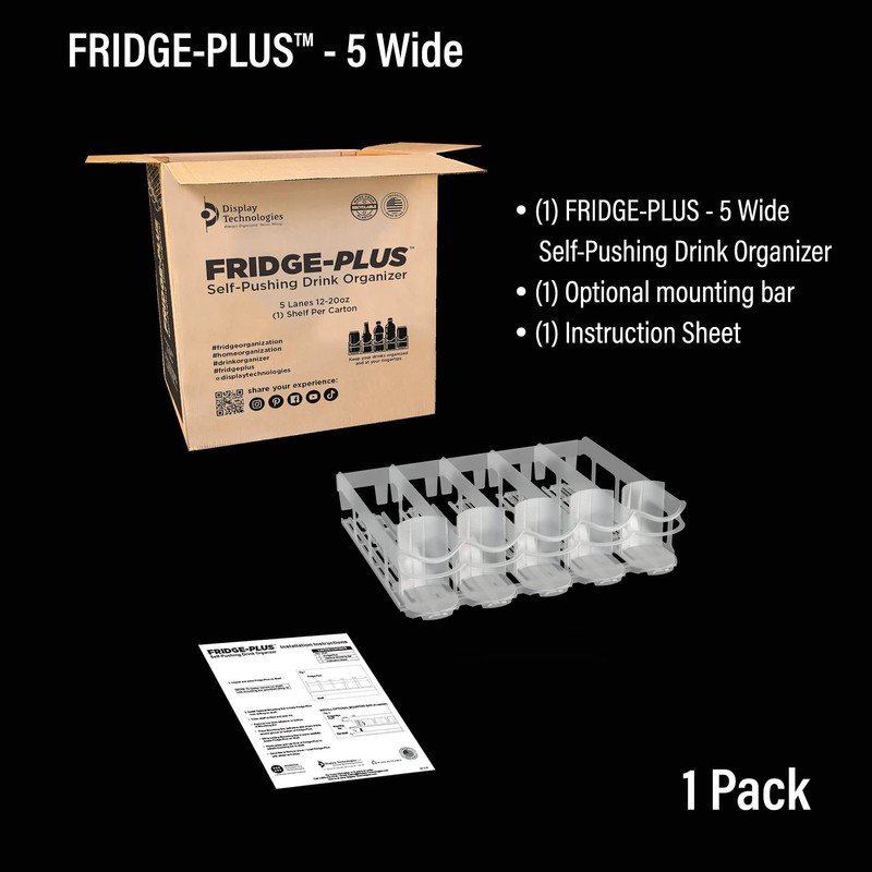 Display Technologies, Fridge-Plus Drink Organizer for Refrigerator Storage - Soda