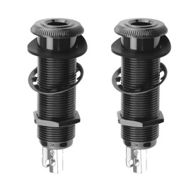 Be In Your Mind 2pcs 6.35mm Stereo Jack Socket with 4 Pin Guitar Bass 1/4" Jack Socket Cylinder Input/Output Jacks Guitar Accessories Copper Black