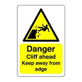 Danger cliff ahead keep away from edge sign - 3mm Aluminum Dibond high-visibility and durability for indoor/outdoor usage (400mm x 300mm) Ensures Safety Within 14m Viewing Distance.