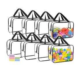 8 Paquetes de Bolsas Transparentes para Almacenamiento de Juguetes,bolsa de almacenamiento de juguetes de plástico,con Etiquetas y Cremallera de Metal