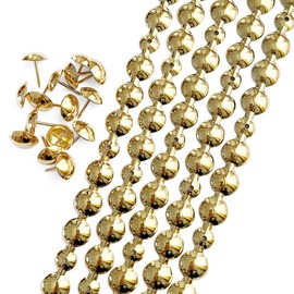 Let's Decorate 5 Meters Upholstery Nail Strips Gold Decorative Nail Strips Sofa Trim for Indoor Garden Chair Loose Push Pins Matched (16mm, Gold)