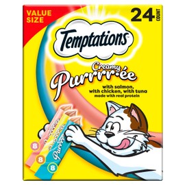 Temptations Creamy Puree Variety Pack of Squeezable Cat Treats, 0.42 oz. Tubes, 24 Count