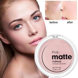 Translucent Matte Face Powder for Oil Control and Long-Lasting Beauty - Includes Powder Puff - Waterproof and Lightweight Formula - Pink