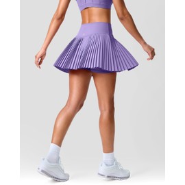SANTINY Pleated Tennis Skirt for Women with Pockets Shorts Women's High Waisted Lightweight Athletic Golf Skorts Skirts, Purple, Medium