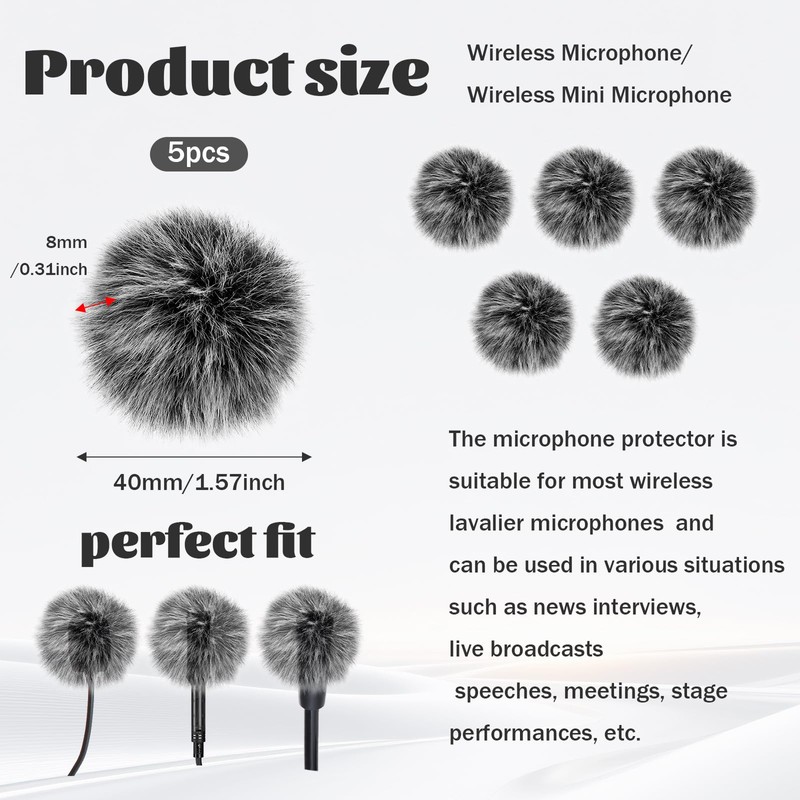 Mini Wireless Furry Windscreen Covers, 5 Pcs Furry Windscreen Muff