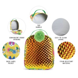 Fit & Fresh Novelty Insulated Lunch Box, Pineapple, Unisex, Meal Holder, Polyester, 11 x 8 x 6 in