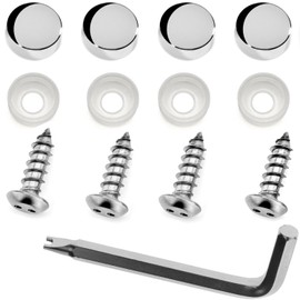 LFPartS Stainless Steel Rust Resistant License Plate Frame Security Anti-Theft Screws Fasteners (M6x20mm Self-Tapping, Chrome Caps)