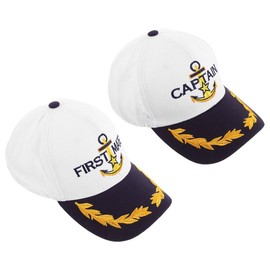 OATIPHO 2pcs Captain Hat and First Mate Hat Set Matching Skippers Boating Baseball Caps Nautical Marine Sailor Hats Embroidered Hat Yacht Hat for Adult Kids White