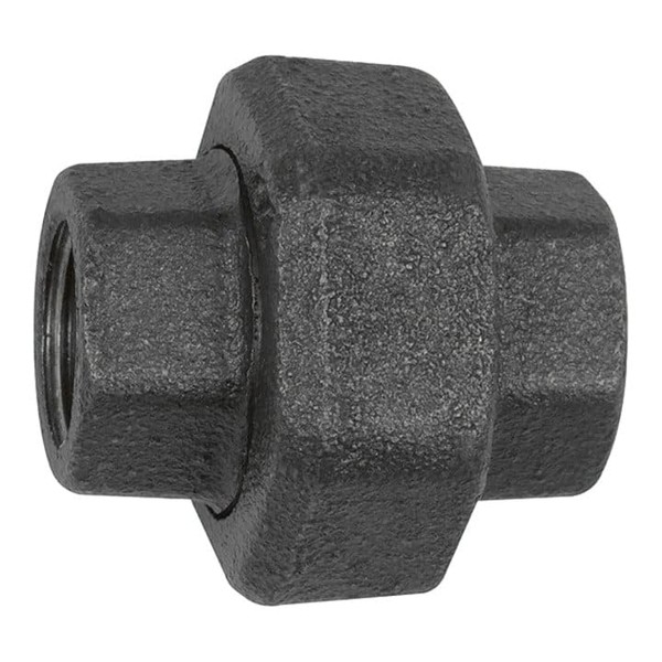 Screw connection 330, flat-sealing, Rp 3/4, Rp 3/4, malleable. Black