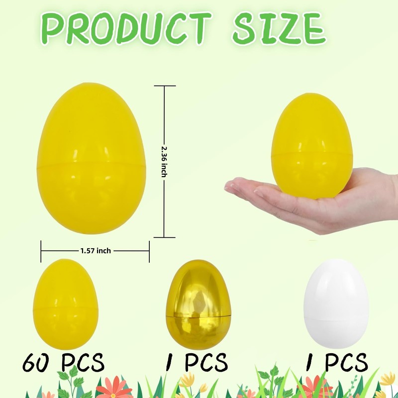 GCQJOQ Plastic Easter Eggs for Holiday Decorations and Celebrations, 60