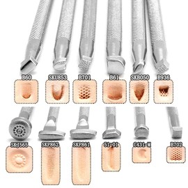 12 Piezas Herramientas para Estampar Cuero de Estampillas de Cuero Patrón de Metal Sello Herramientas de Punzonado, Grabado y Estampado en Relieve de Diferentes Formas