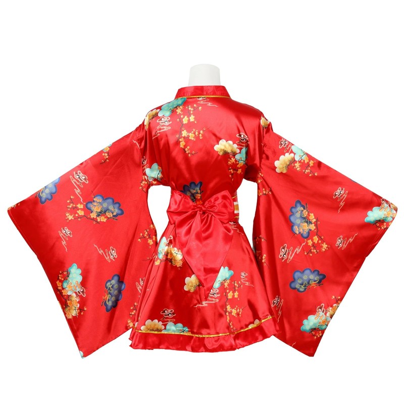 ASWTZ Women's Japanese Kimono Costume Traditional Geisha Short Robe Anime