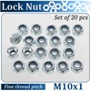 AERZETIX - Set of 20 locking nuts M10x1mm hexagonal with