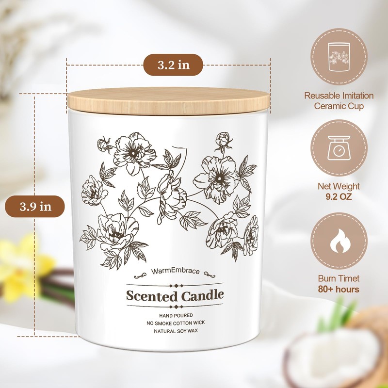 WarmEmbrace Deluxe Scented Candle for Women & Men, Vanilla Coconut,